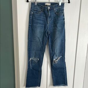 Harper High Rise Straight Ripped Denim Jeans